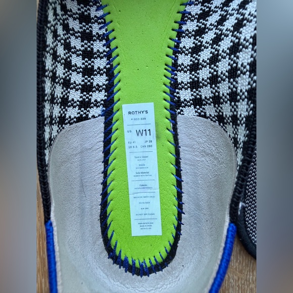 Rothy’s Picnic Point Flat Gingham Black and Whitr Size 11 - Picture 6 of 7